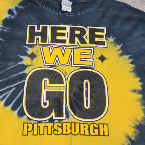 Gildan Other - Gildan Pittsburgh Here We Go Tie Dye Graphic T-Shirt Mens XL Yellow Black Cotton